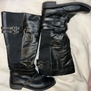 Lane Bryant Faux Leather Stretch Back Boots - Wide Calf